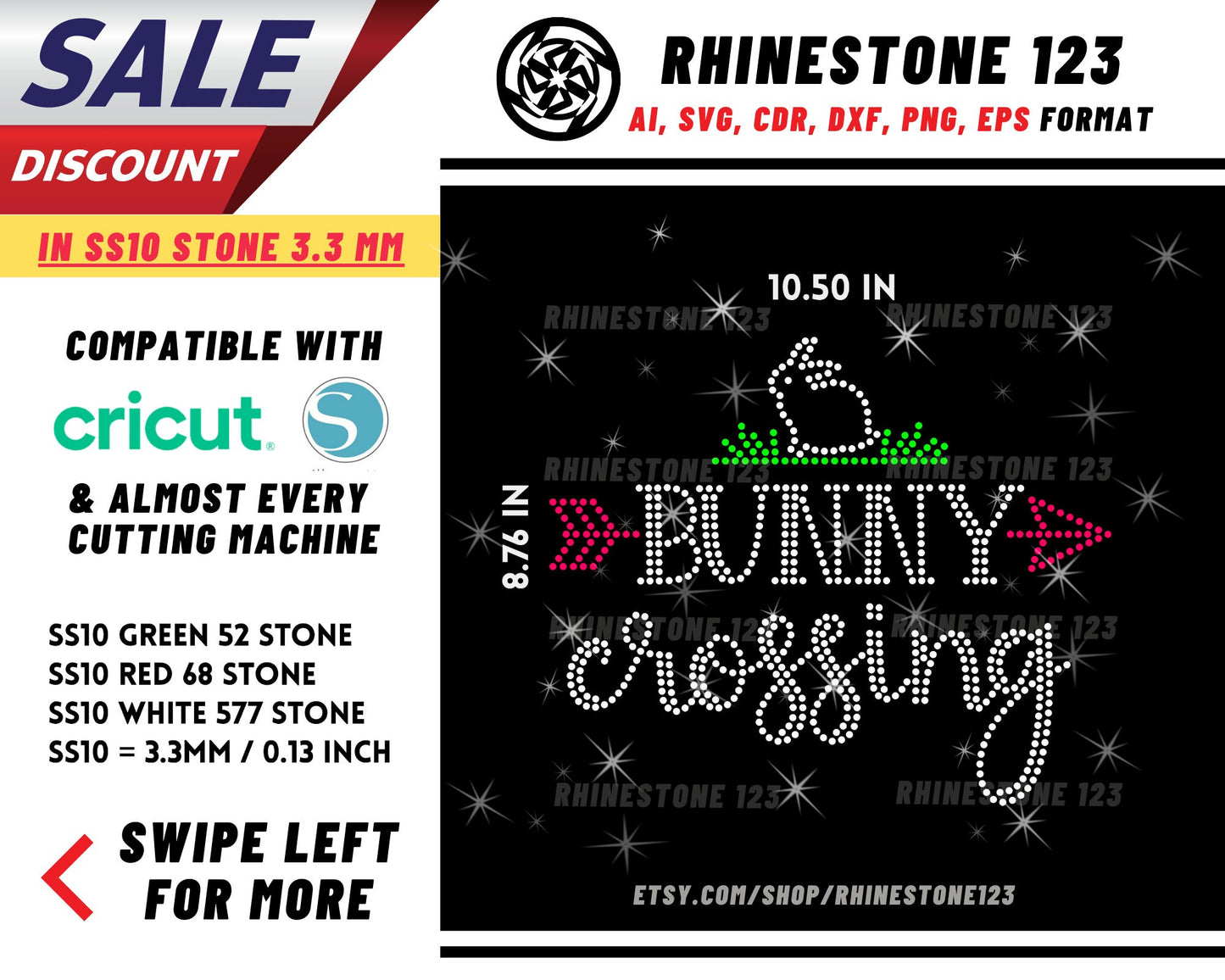 Bunny Crossing Rhinestone Template for Cricut rhinestone template material rhinestone SS10 Instant Download File svg eps png dxf ai cdr