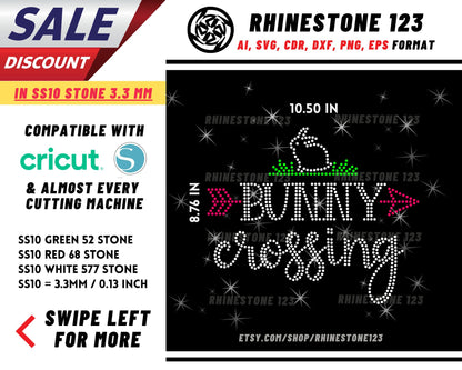 Bunny Crossing Rhinestone Template for Cricut rhinestone template material rhinestone SS10 Instant Download File svg eps png dxf ai cdr