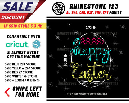 Happy Easter Egg Rhinestone Template for Cricut rhinestone template material rhinestone SS10 Instant Download File svg eps png dxf ai cdr