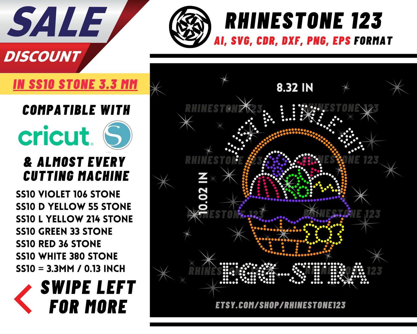 Just A Little Bit Eggstra Rhinestone Template, cricut, silhouette, Rhinestone SVG, Rhinestone File for SS10, PNG, AI, cdr, dxf, eps