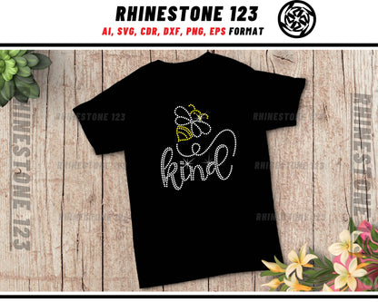 Bee Hive Be Kind Rhinestone Template, Rhinestone File for SS10, Rhinestone SVG, cricut, silhouette, PNG, AI, cdr, dxf, eps