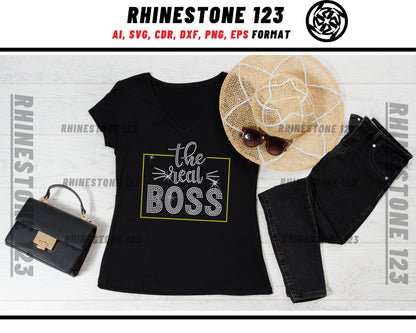 The Real Boss Rhinestone Template, Rhinestone File for SS10, Rhinestone SVG, cricut, silhouette, PNG, AI, cdr, dxf, eps