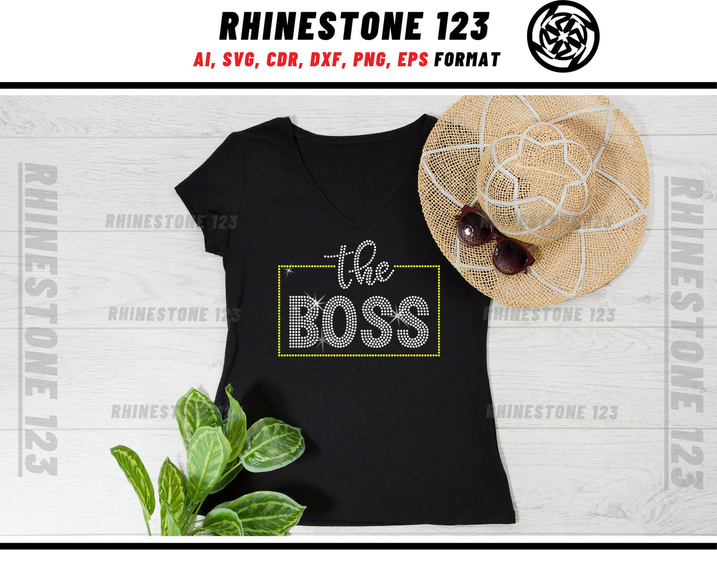 The Real Boss Rhinestone Template, Rhinestone File for SS10, Rhinestone SVG, cricut, silhouette, PNG, AI, cdr, dxf, eps