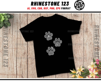 Cat Dog 3 Paws Rhinestone Template, Rhinestone File for SS10, Rhinestone SVG, cricut, silhouette, PNG, AI, cdr, dxf, eps