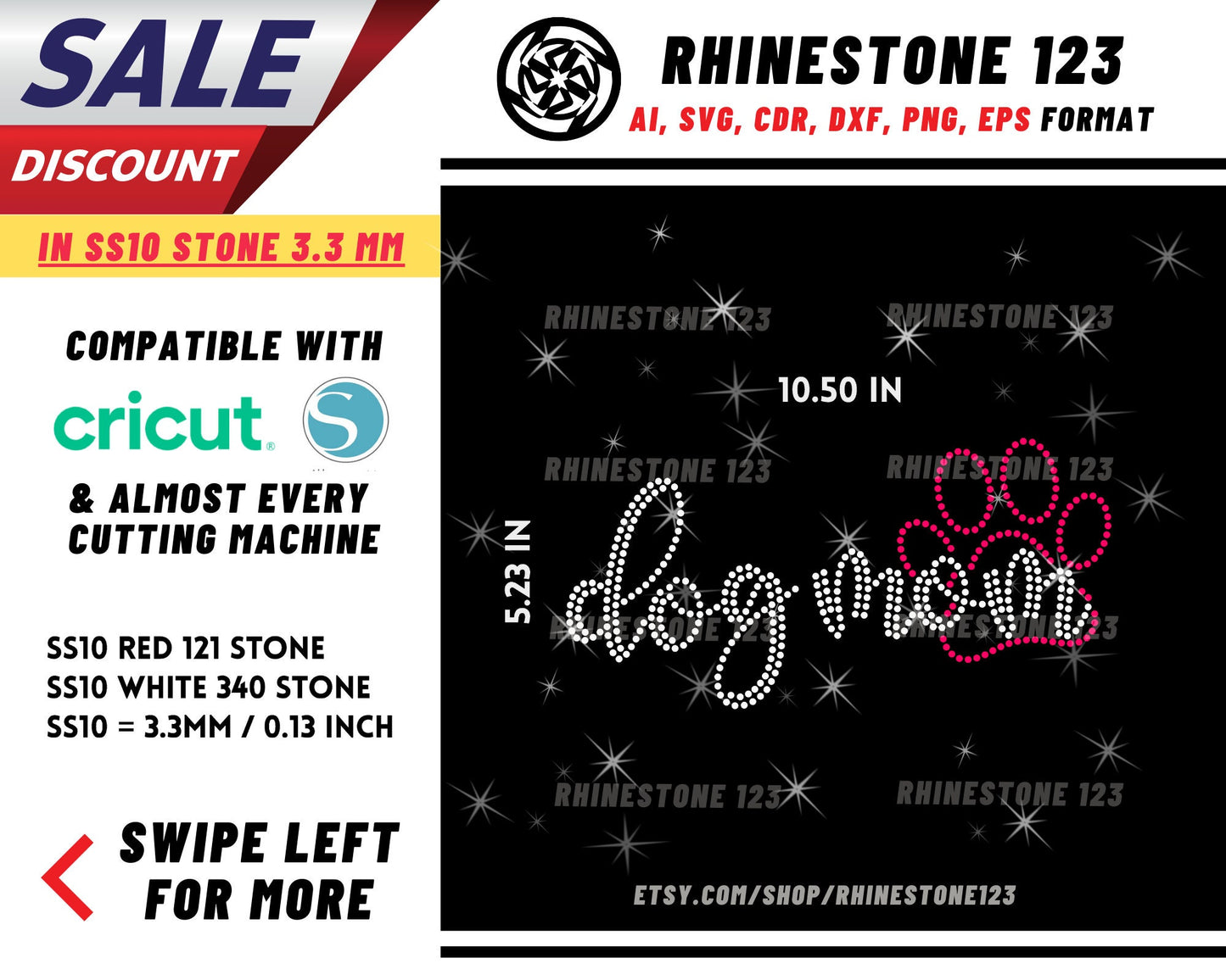 Dog Mom Rhinestone Template for Cricut rhinestone template material rhinestone SS10 Instant Download File svg eps png dxf ai cdr