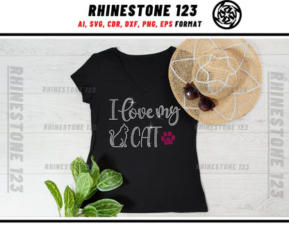 I Love My Cat Rhinestone Template for Cricut rhinestone template material rhinestone SS10 Instant Download File svg eps png dxf ai cdr