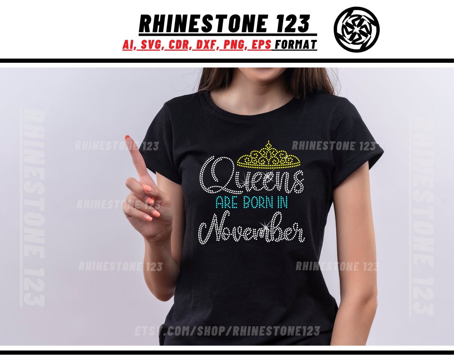 Queens are born in November Rhinestone Template, cricut, silhouette, Rhinestone SVG, Rhinestone File for SS10, PNG, AI, cdr, dxf, eps