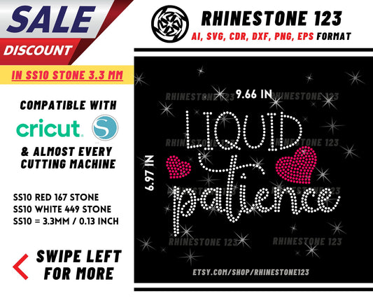 Liquid Patience Rhinestone Template, cricut, silhouette, Rhinestone SVG, Rhinestone File for SS10, PNG, AI, cdr, dxf, eps