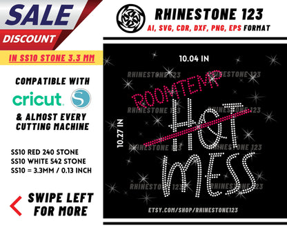 Room Temp Hot Mess Rhinestone Template, Rhinestone File for SS10, Rhinestone SVG, cricut, silhouette, PNG, AI, cdr, dxf, eps