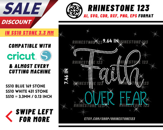 Faith Over Fear Rhinestone Template for Cricut rhinestone template material rhinestone SS10 Instant Download File svg eps png dxf ai cdr