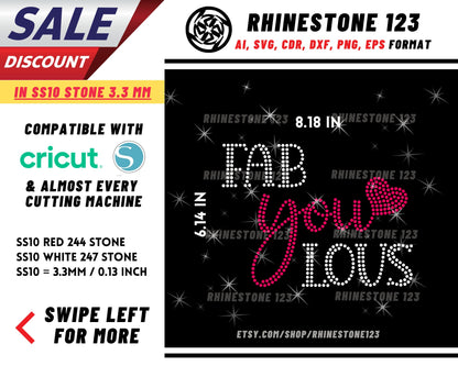 Fabyoulous Fabulous Rhinestone Template, Rhinestone SVG, cricut, silhouette, Rhinestone File for SS10, PNG, AI, cdr, dxf, eps