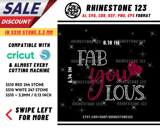 Fabyoulous Fabulous Rhinestone Template, Rhinestone SVG, cricut, silhouette, Rhinestone File for SS10, PNG, AI, cdr, dxf, eps