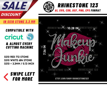 Makeup Junkie Rhinestone Template, Rhinestone File for SS10, Rhinestone SVG, cricut, silhouette, PNG, AI, cdr, dxf, eps