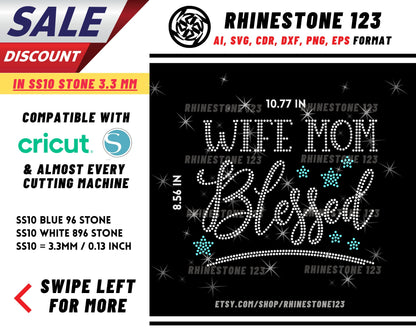 Blessed Wife Girl Rhinestone Template, cricut, silhouette, Rhinestone SVG, Rhinestone File for SS10, PNG, AI, cdr, dxf, eps