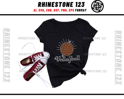 Volleyball Rhinestone Template, Rhinestone File for SS10, Rhinestone SVG, cricut, silhouette, PNG, AI, cdr, dxf, eps