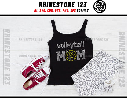 Volleyball Mom Rhinestone Template, Rhinestone File for SS10, Rhinestone SVG, cricut, silhouette, PNG, AI, cdr, dxf, eps