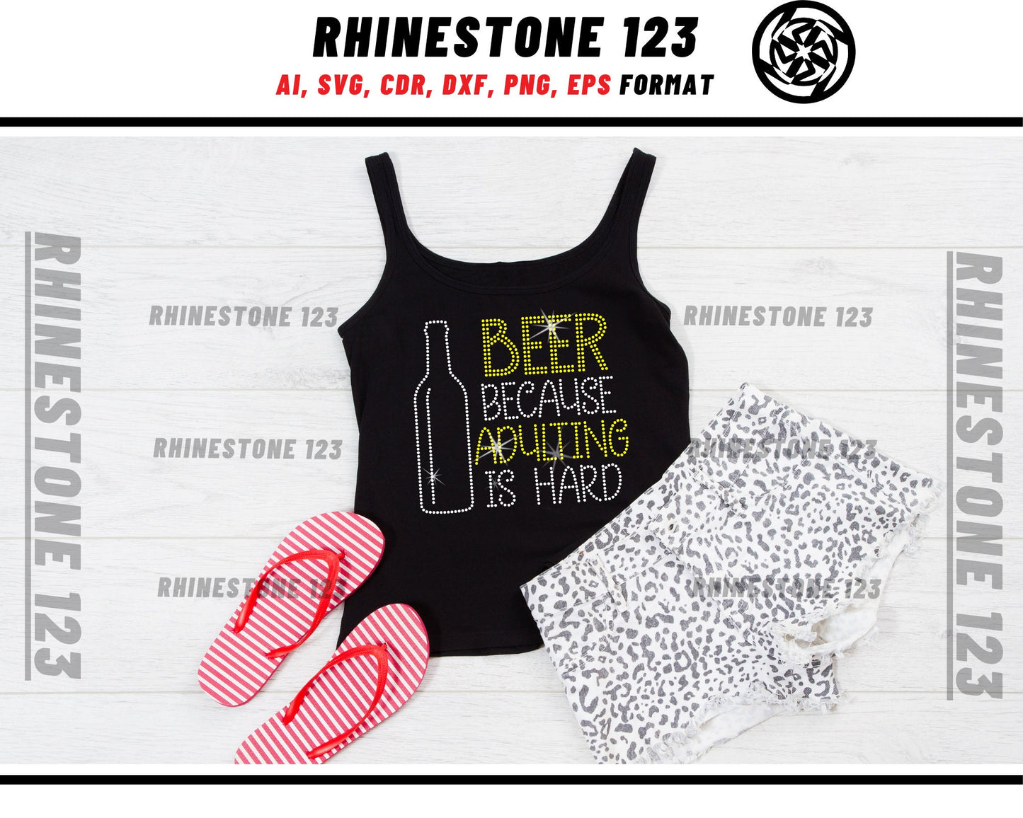 Beer Because Adulting is Hard Rhinestone Template for Cricut rhinestone template material rhinestone SS10 Instant Download File svg png dxf