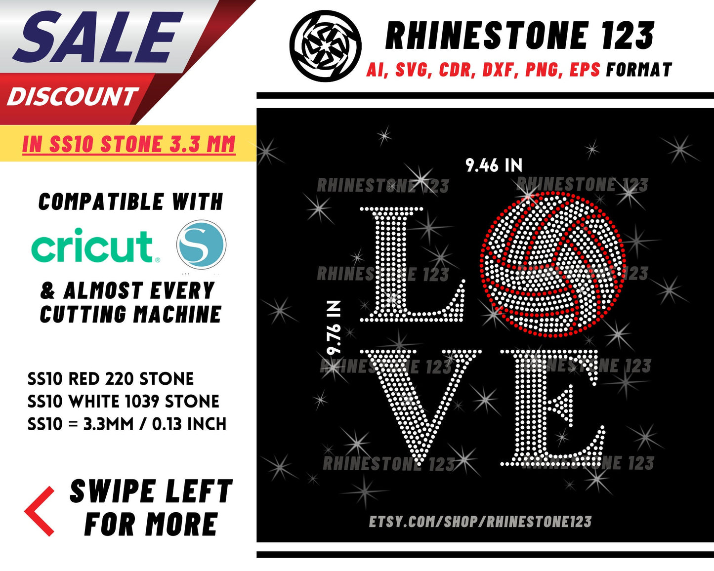 Love Volleyball Rhinestone Template, Rhinestone File for SS10, Rhinestone SVG, cricut, silhouette, PNG, AI, cdr, dxf, eps