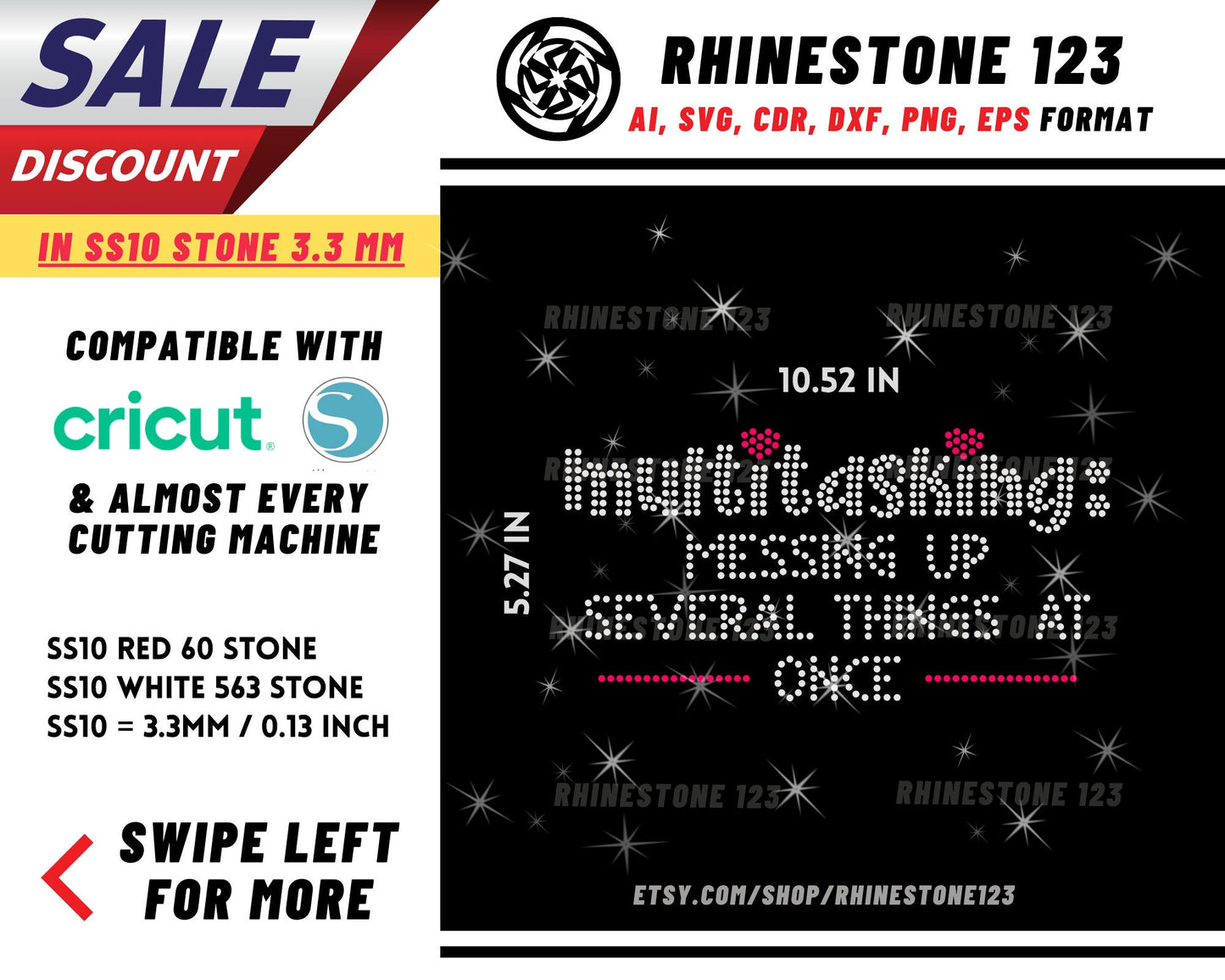 Multitasking Messing Up Several Things At Once Rhinestone Template, Rhinestone SVG, cricut, silhouette, SS10, PNG, AI, cdr, dxf, eps