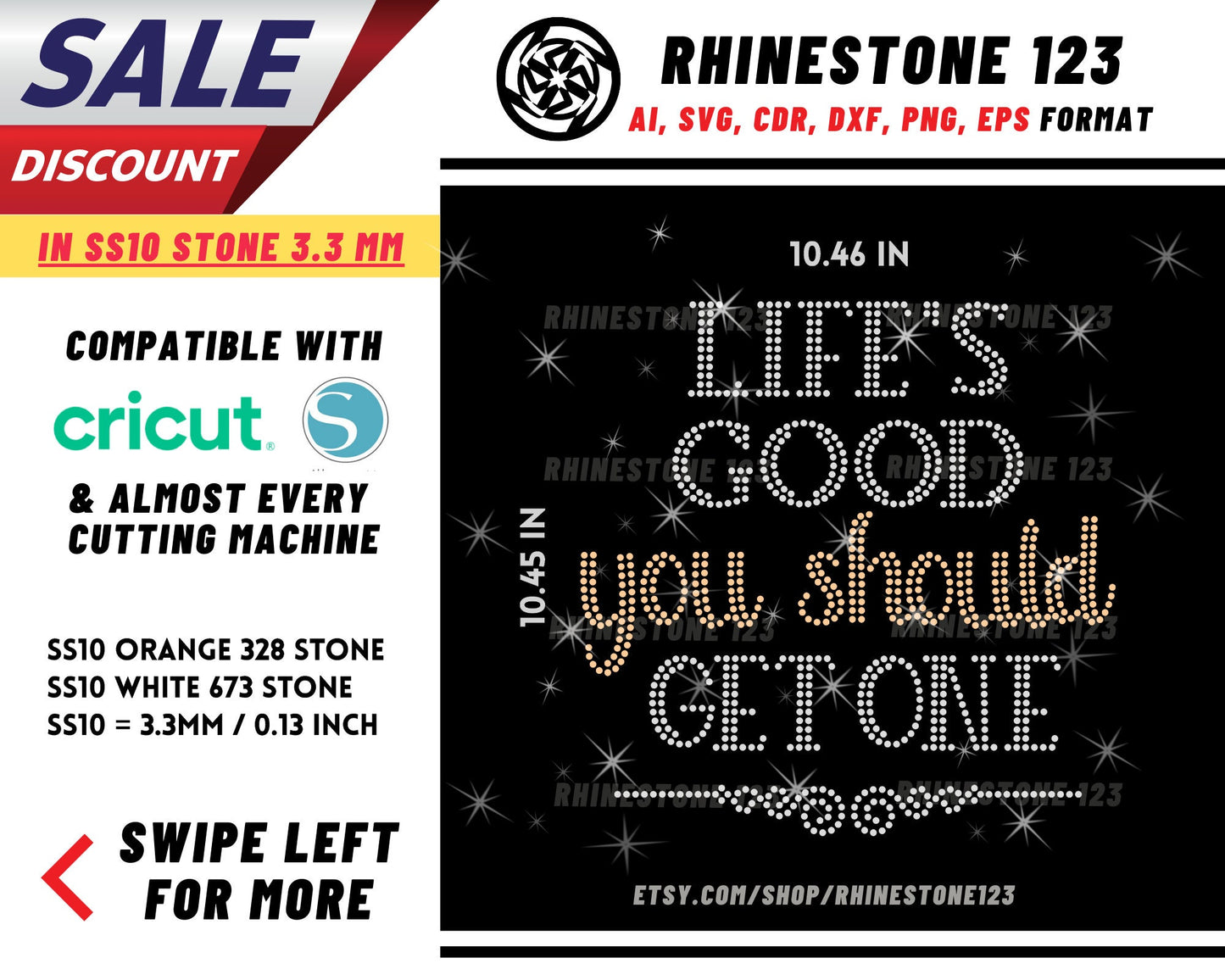 Life's Good You Should Get One Rhinestone Template for Cricut rhinestone template material rhinestone SS10 Instant Download File svg dxf ai