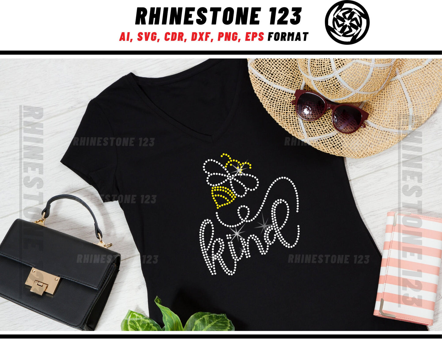 Bee Hive Be Kind Rhinestone Template, Rhinestone File for SS10, Rhinestone SVG, cricut, silhouette, PNG, AI, cdr, dxf, eps