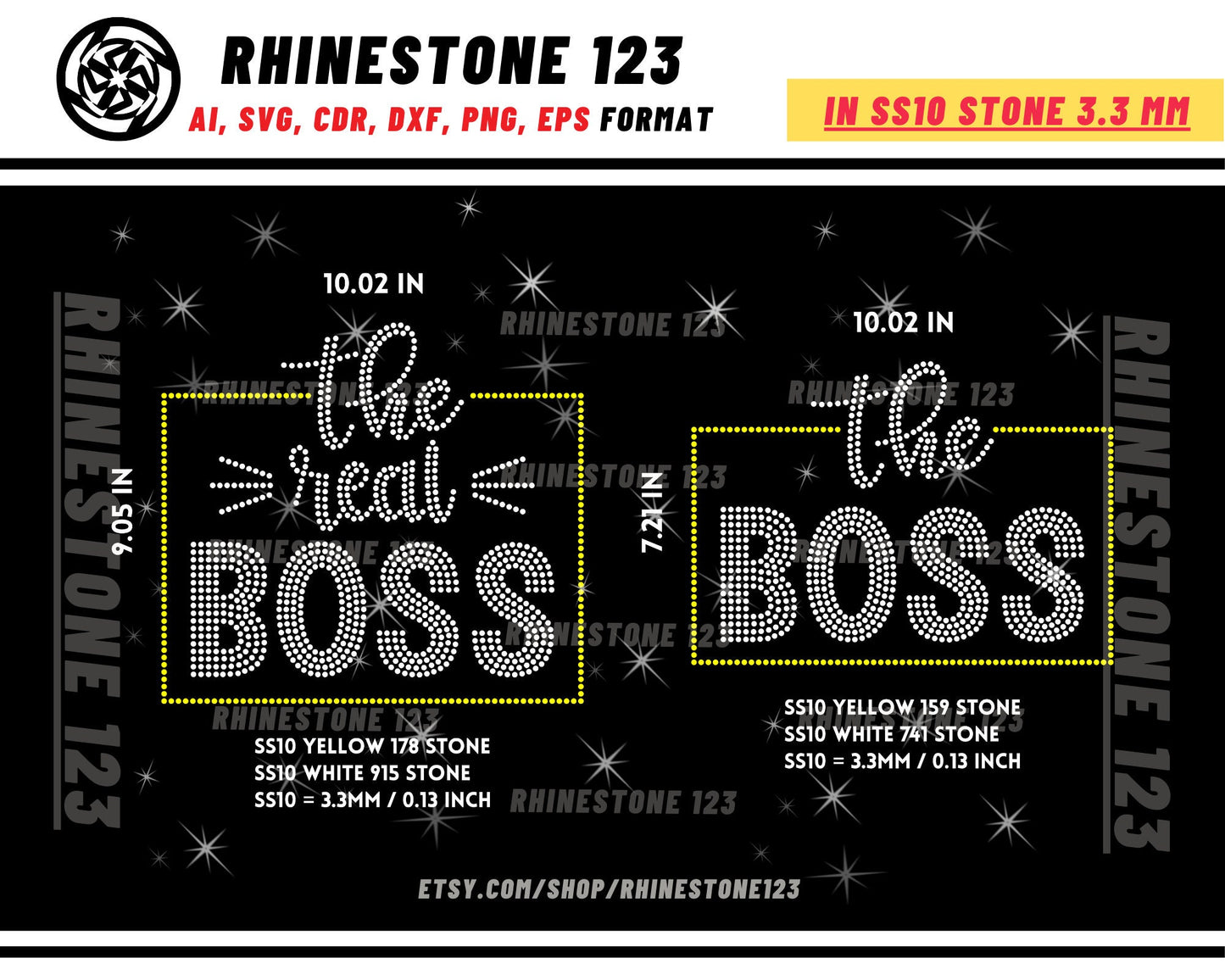 The Real Boss Rhinestone Template, Rhinestone File for SS10, Rhinestone SVG, cricut, silhouette, PNG, AI, cdr, dxf, eps