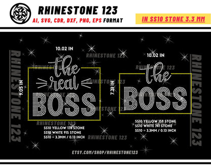 The Real Boss Rhinestone Template, Rhinestone File for SS10, Rhinestone SVG, cricut, silhouette, PNG, AI, cdr, dxf, eps