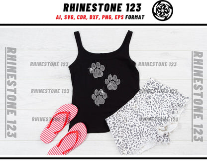 Cat Dog 3 Paws Rhinestone Template, Rhinestone File for SS10, Rhinestone SVG, cricut, silhouette, PNG, AI, cdr, dxf, eps