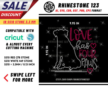 Love Has Four Paws Rhinestone Template for Cricut rhinestone template material rhinestone SS10 Instant Download File svg eps png dxf ai cdr