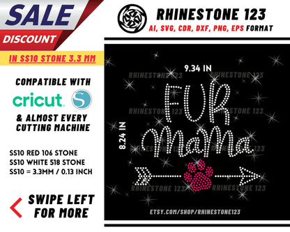 Fur Mama Rhinestone Template for Cricut rhinestone template material rhinestone SS10 Instant Download File svg eps png dxf ai cdr