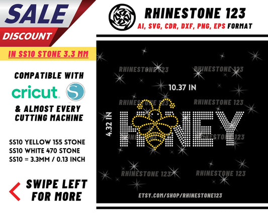 Queen Honey Bee Rhinestone Template, cricut, silhouette, Rhinestone SVG, Rhinestone File for SS10, PNG, AI, cdr, dxf, eps