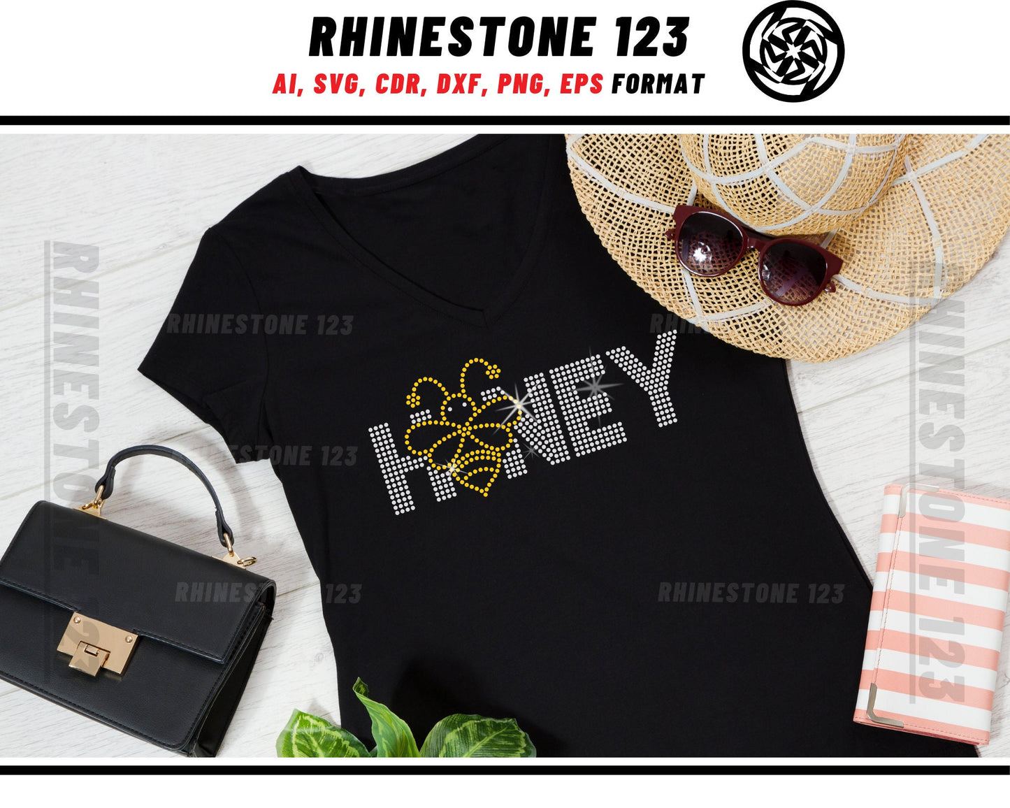 Queen Honey Bee Rhinestone Template, cricut, silhouette, Rhinestone SVG, Rhinestone File for SS10, PNG, AI, cdr, dxf, eps