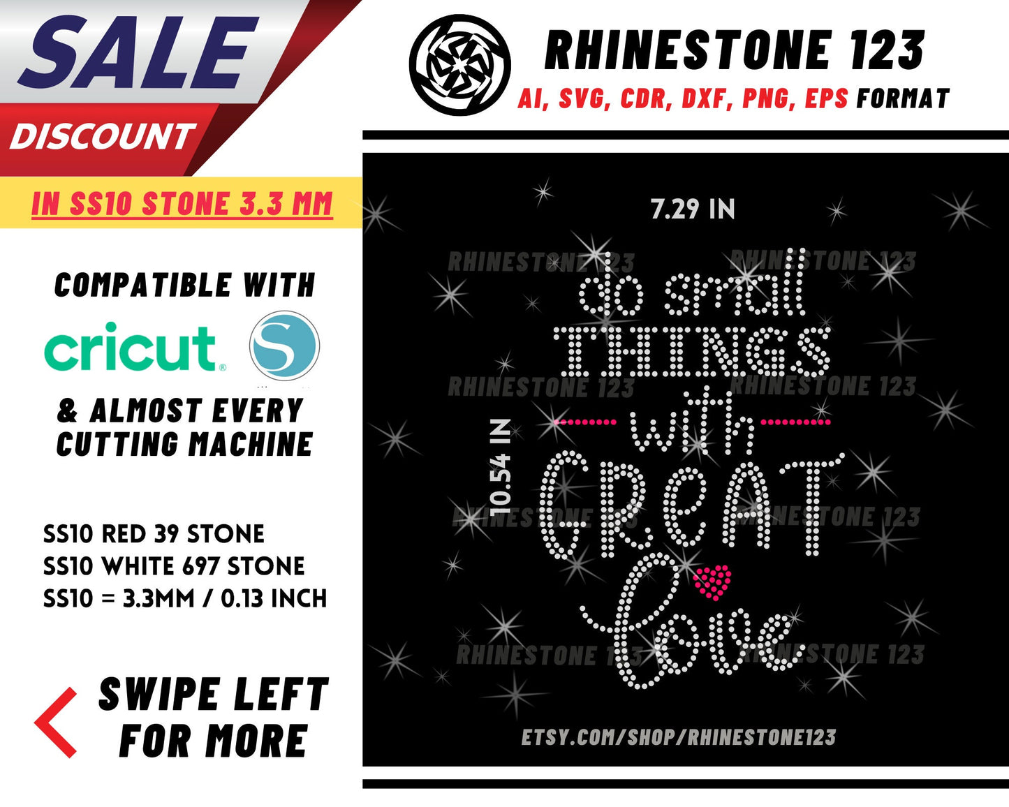 Do Small Things With Great Love Rhinestone Template, Rhinestone File for SS10, Rhinestone SVG, cricut, silhouette, PNG, AI, cdr, dxf, eps