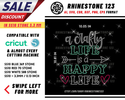 A Craft Life Is A Happy Life Rhinestone Template, cricut, silhouette, Rhinestone SVG, Rhinestone File for SS10, PNG, AI, cdr, dxf, eps