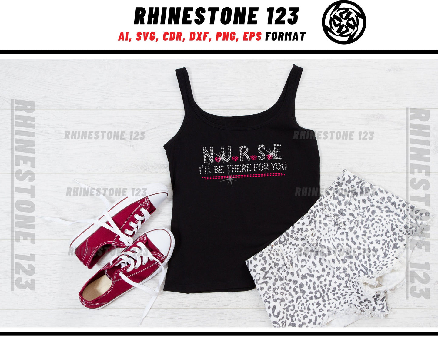 Nurse I'll Be There For You Rhinestone Template, cricut, silhouette, Rhinestone SVG, Rhinestone File for SS10, PNG, AI, cdr, dxf, eps