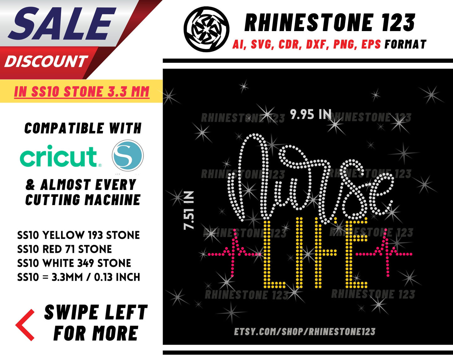 Nurse Life Heartbeat Rhinestone Template, Rhinestone File for SS10, Rhinestone SVG, cricut, silhouette, PNG, AI, cdr, dxf, eps