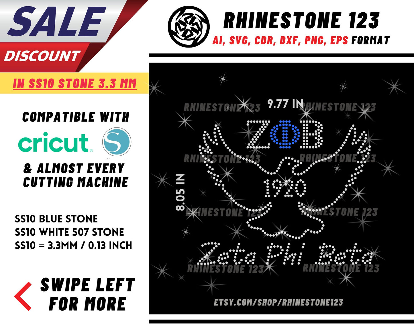 Zeta Phi Beta Dove Rhinestone Template, cricut, silhouette, Rhinestone SVG, Rhinestone File for SS10, PNG, AI, cdr, dxf, eps