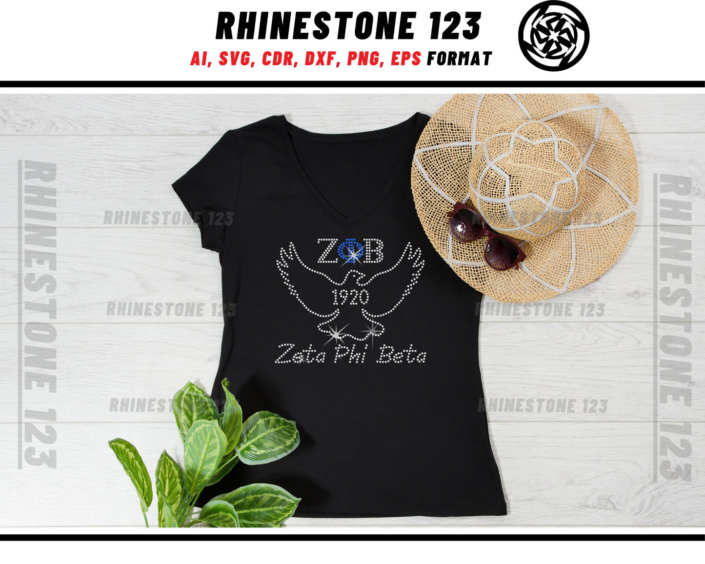 Zeta Phi Beta Dove Rhinestone Template, cricut, silhouette, Rhinestone SVG, Rhinestone File for SS10, PNG, AI, cdr, dxf, eps