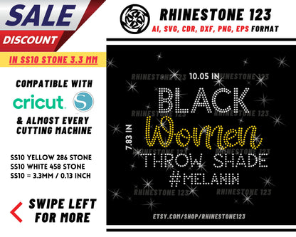 Black Women Throw Shade Rhinestone Template, Rhinestone SVG, cricut, silhouette, Rhinestone File for SS10, PNG, AI, cdr, dxf, eps