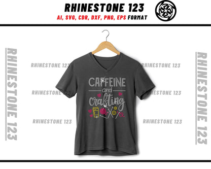 Caffeine And Crafting Rhinestone Template, Rhinestone SVG, cricut, silhouette, Rhinestone File for SS10, PNG, AI, cdr, dxf, eps