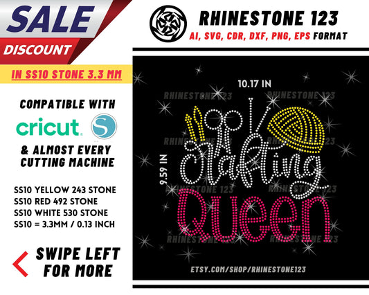 Crafting Queen Rhinestone Template, Rhinestone SVG, cricut, silhouette, Rhinestone File for SS10, PNG, AI, cdr, dxf, eps