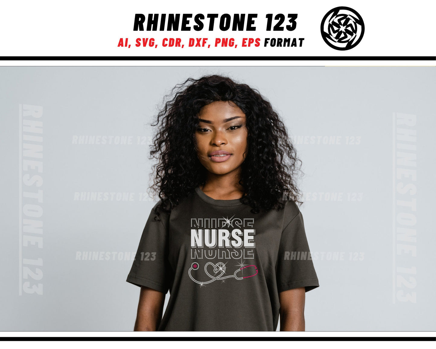 Htv Nurse Stacked Stethoscope Rhinestone Template, cricut, silhouette, Rhinestone SVG, Rhinestone File for SS10, PNG, AI, cdr, dxf, eps