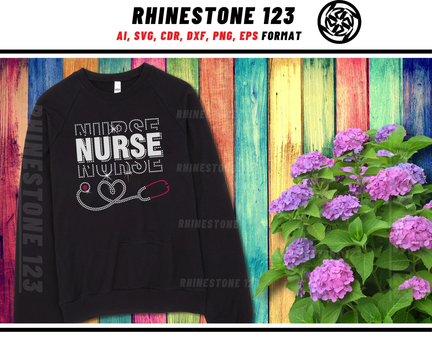 Htv Nurse Stacked Stethoscope Rhinestone Template, cricut, silhouette, Rhinestone SVG, Rhinestone File for SS10, PNG, AI, cdr, dxf, eps