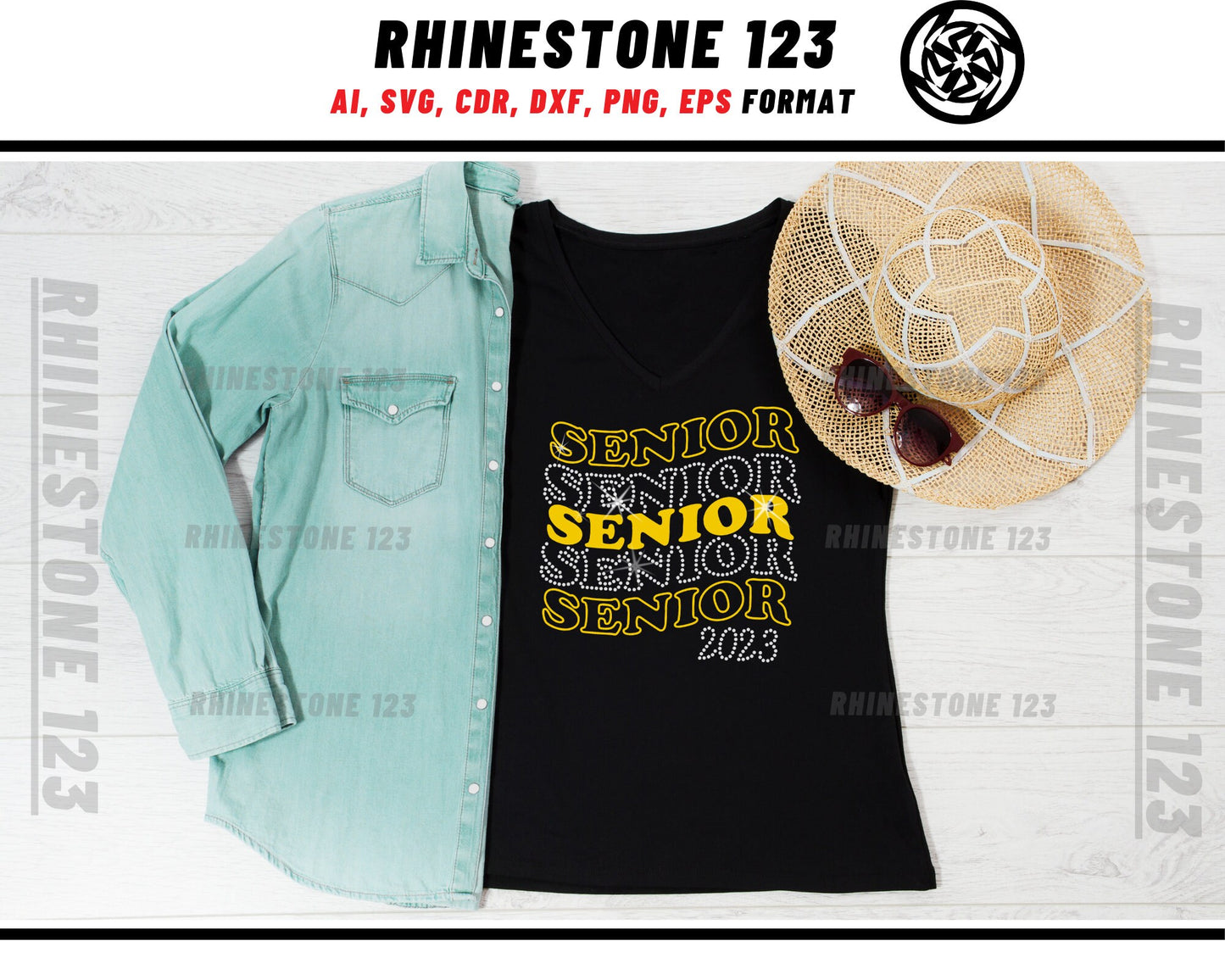 Wave Senior With Htv 2023 Rhinestone Template, Rhinestone File for SS10, Rhinestone SVG, cricut, silhouette, PNG, AI, cdr, dxf, eps