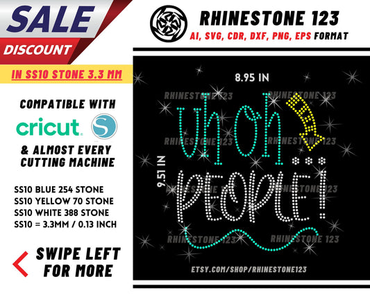 Uh Oh People Rhinestone Template, Rhinestone File for SS10, Rhinestone SVG, cricut, silhouette, PNG, AI, cdr, dxf, eps