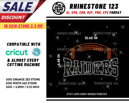 Raiders Football Rhinestone Template, cricut, silhouette, Rhinestone SVG, Rhinestone File for SS10, PNG, AI, cdr, dxf, eps