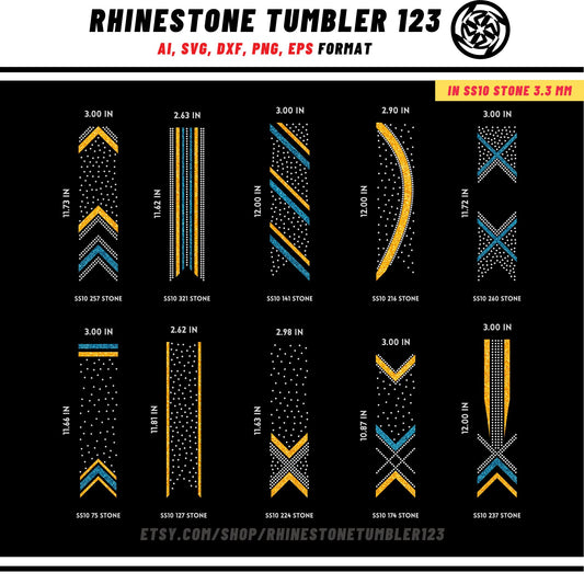 10 Cheer Bow Rhinestone Template with HTV, V tail, 3 inch rhinestone digital download for cricut, svg, eps, png, dxf, cdr, SS10 SET1005-3