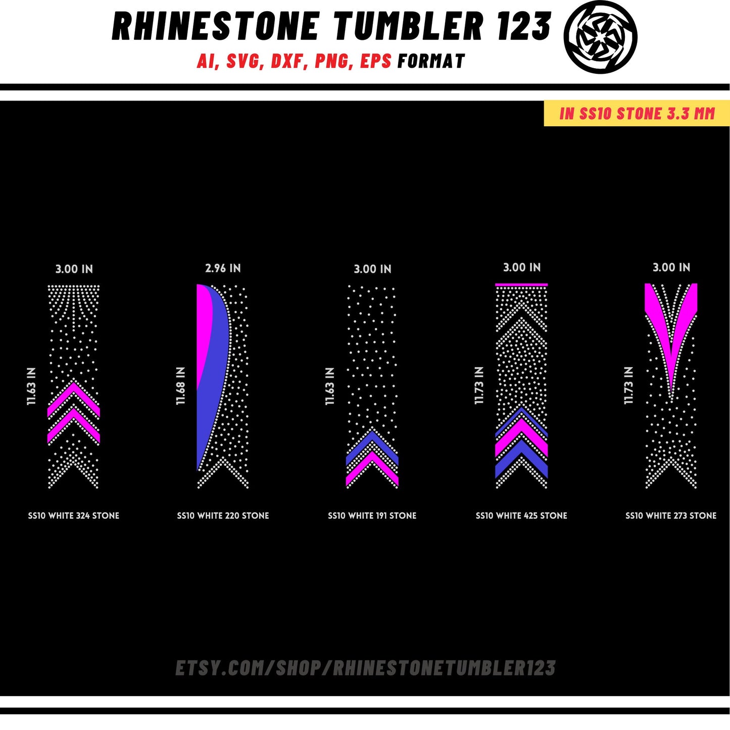 10 Cheer Bow Rhinestone Template with HTV, V tail, 3 inch rhinestone digital download for cricut, svg, eps, png, dxf, cdr, SS10 SET40602-5