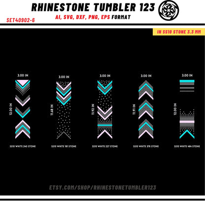 10 Cheer Bow Rhinestone Template with HTV, V tail, 3 inch rhinestone digital download for cricut, svg, eps, png, dxf, cdr, SS10 SET40902-6