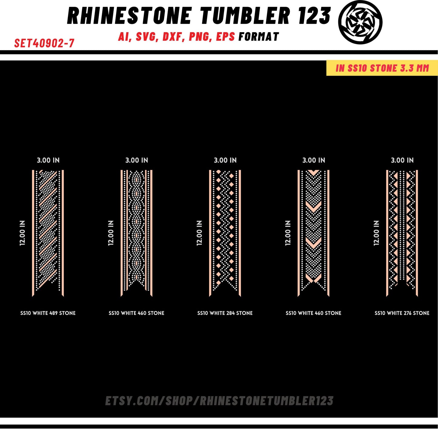 10 Cheer Bow Rhinestone Template with HTV, V tail, 3 inch rhinestone digital download for cricut, svg, eps, png, dxf, cdr, SS10 SET40902-7